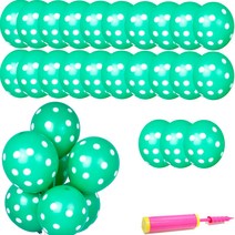 네오텍스 도트 인쇄 풍선 30cm 30p + 손펌프 세트, 라이트그린, 1세트