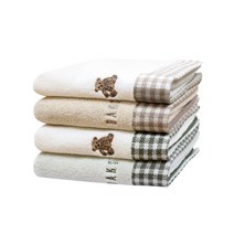 닥스 뉴깅엄체크 세면타월 130g 30수 면사 4종 선물세트, 화이트+ 베이지, 베이지, 화이트 + 그린, 그린, 1세트