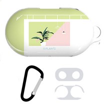 plan C 갤럭시 버즈+/버즈 케이스 + 철가루방지스티커 + 키링, 플랜트 그린