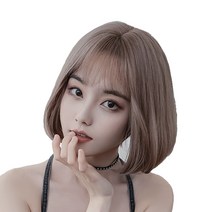 뿌이뿌이가발 여성 짧은 단발머리 통가발 징징이, 애쉬핑크, 1개
