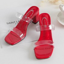 여성용 메르 투명 뮬슬리퍼 5.8cm