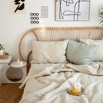 엘레나하임 여름이 좋아 뱀부 시어서커 차렵이불 기본세트, 도브베이지