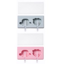 유앤미 실리콘 수제 아이스크림 몰드 BG005 2종 세트, 선인장 딸기(블루, 핑크), 1세트