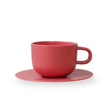 보울보울 볼볼 홈파티 커피잔 350ml + 소서 세트, 로제핑크, 1세트