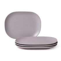 보울보울 레트로라인 오발 플레이트 M, 애쉬그레이, 4개