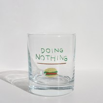 레이지띵 doing nothing 글라스 컵 300ml, hamburger, 1개