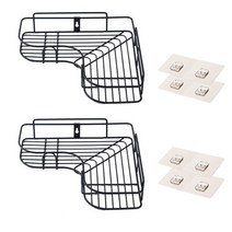 윈프라이스 접착식 철재 코너 선반 2p + 접착걸이 8p, 블랙, 1세트