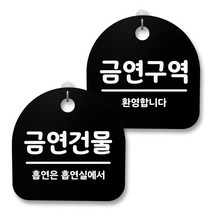 뭉키월드 아크릴 안내표시판 2p + 걸이용 후크 2p, 233 금연건물 금연구역(블랙), 1세트