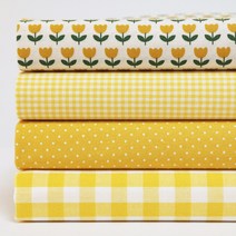 슈슈룸 꽃 체크 도트 퀼트 패브릭 원단 4종 세트 SH-264, 혼합색상