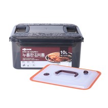 은스홈 투핸들 누름판 김치통 블랙, 10L, 1세트