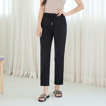 진마니아 여성용 허리스트링 밴딩 스판 린넨 배기 바지