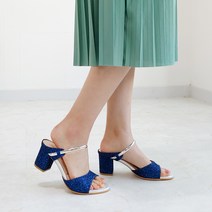 아리앤 여성용 빛나는 반짝이 뮬 슬리퍼 7cm