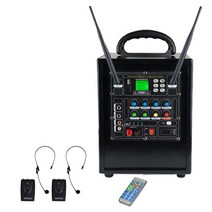 그레이스 블루투스 충전식 이동형 앰프 20.32cm + 헤드셋형 무선마이크 2p, EG-153