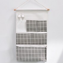 알럽홈 벽 정리 패브릭 수납함 그레이체크, 1개