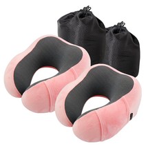 카템 떠나요 메모리폼 목쿠션 2p + 파우치 2p, 핑크