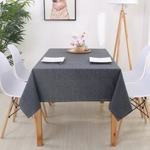 블럭마트 코튼 린넨 직사각형 단색 테이블 매트, 차콜, 4인(90 x 130 cm)