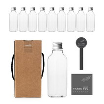 투명 페트병 250ml AN250 + 알루미늄 C캡 실버 + 병라벨 LB11M + 캡봉인라벨 + 박스 + 박스봉인라벨, 10세트