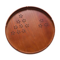 블럭마트 벚꽃무늬 원형 쟁반, 브라운