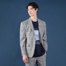 리버클래시 남성용 글렌 체크 린넨 혼방 슬림 캐주얼 재킷 LGS24458