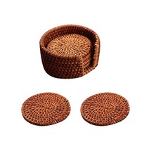 라탄 코스터 컵받침 6p + 홀더, 혼합색상