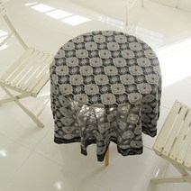 리븐 레이스 원형 테이블커버, 블랙, 150 x 150 cm