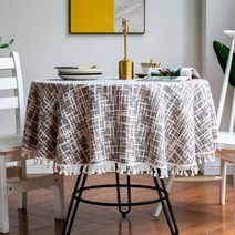 윰스 태슬 디자인 원형 식탁보, 그레이, 지름 140cm