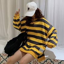 루나걸 아크 줄지 맨투맨 티셔츠