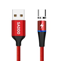 사또 3세대 USB C타입 커넥터 + 일자형 마그네틱 고속충전 케이블 0.5m 세트, 레드, 1세트