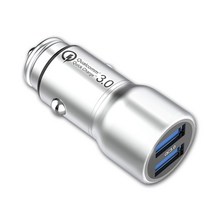 WST 듀얼 USB 차량용 고속 충전기, DGG-601, 메탈실버