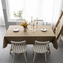 예뻐유 린넨 방수 식탁보, 130 x 200 cm, 브라운