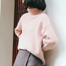 공블리 여성용 루즈핏 베이직 목폴라 니트티 CST1168