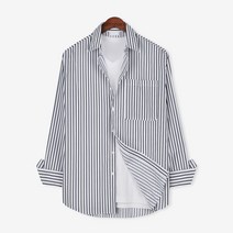 가이스토리 남성용 긴팔 오브 스트라이프 오버핏 남방