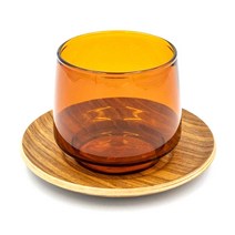 킨토 세피아 텀블러컵 270ml + 우드 소서 세트, 혼합색상, 1세트