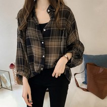 레몬소울 미오 루즈핏 체크 블라우스