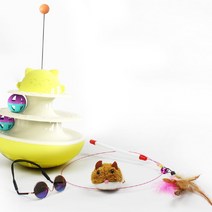 김집사 투트랙볼   고양이 장난감 3종 세트, 투트랙볼(노랑), 장난감(랜덤발송), 1세트