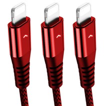 발키리 아이폰 8핀 고속충전 케이블 1.2m, 레드, 3개