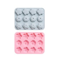 꽃 실리콘 몰드 12구, 블루, 핑크, 1세트