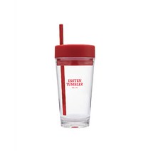 에이비라이프 에스텐 텀블러 개방형 빨대 세트 004, 체리레드, 350ml