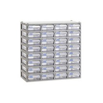 다용도 수납 정리 미니 멀티박스 소형 가로4칸 세로8칸, 몸체(연회색) + 서랍(투명), 1개