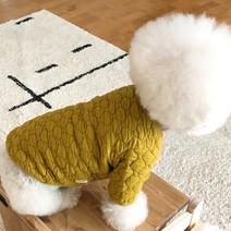 바이담수미 강아지 베이직 깔깔이 점퍼, 머스타드
