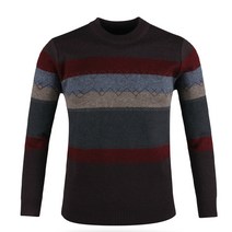 럭스골프 남성용 레드볼트 라운드 배색 니트 스웨터 RM20A446