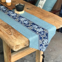 알럽홈 고전패턴 꽃자수 테이블러너, 스카이네이비, 30 x 250 cm
