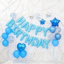 피앤비유니티 스위트 생일 장식 + 스티키 닷 세트, 블루