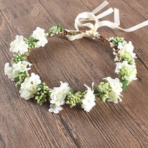 릴리드레스 브라이덜 촬영 소품 화관 LFC22, 화이트그린