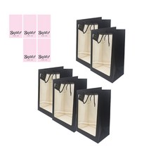 한수오 투명선물용 쇼핑백 5p + 스티커 5p 세트, 블랙 프레임
