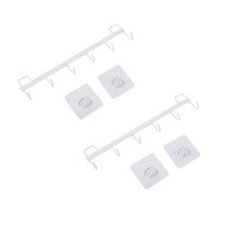 모나코올리브 무타공 철제 6구 후크걸이, 화이트, 2개