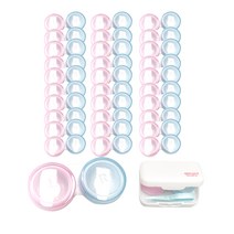 렌즈소녀 캔디 렌즈케이스 50p + 솜사탕 여행용 렌즈케이스 세트, 핑크 + 블루, 1세트