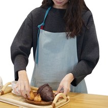 잇츠온 롱 원피스 린넨 앞치마, 스카이블루, 1개