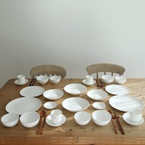 로코리빙 본차이나 홈 식기 세트, 화이트, 4종 x 4p + 5종 x 2p