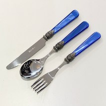 EME 나폴레옹 2인 디저트 커트러리 3종 세트, 블루, 디너나이프 2개 + 디너스푼 2개 + 디너포크 2개